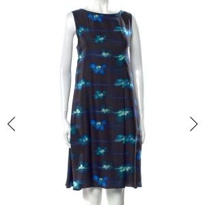 SILK Armani Collezioni Blue and Black silk Midi SHIFT Dress